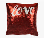 Sequin Pillow Case Square - Red - Love
