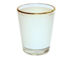 1.5 oz shot glass with gold rim