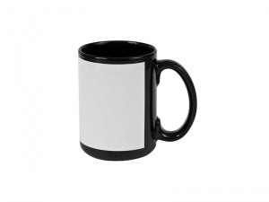 Ceramic Black with White printable Panel mug 15oz