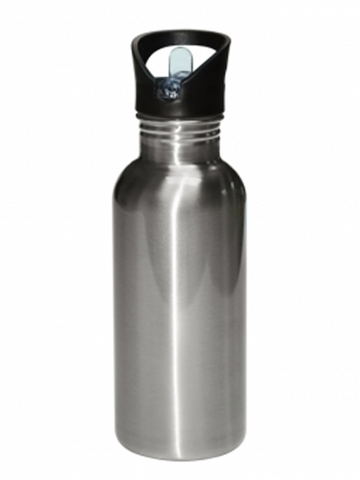 20oz / 600ml Stainless Steel Water Bottle - Straw Lid - Silver