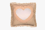 SUEDE PILLOW IVORY SQUARE WITH HEART INLAY