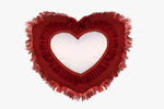 SUEDE PILLOW MAROON HEART WITH HEART INLAY