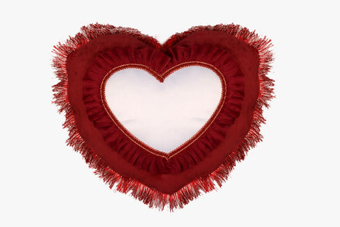 SUEDE PILLOW MAROON HEART WITH HEART INLAY