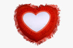 SUEDE PILLOW BRIGHT RED HEART WITH HEART INLAY
