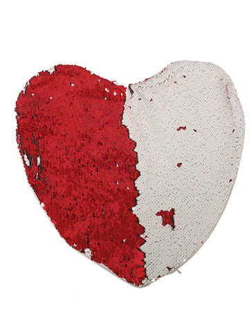 Sequin Pillow Case Heart - Red