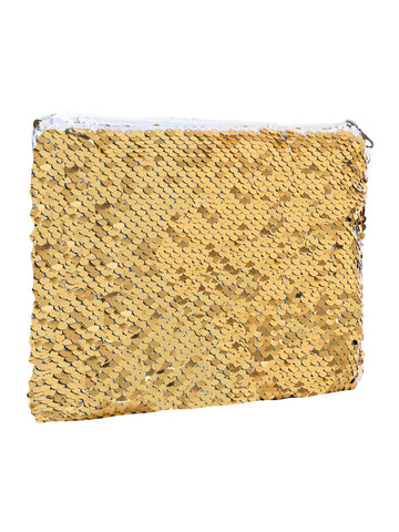 Sequin Cosmetic Pouch - Golden