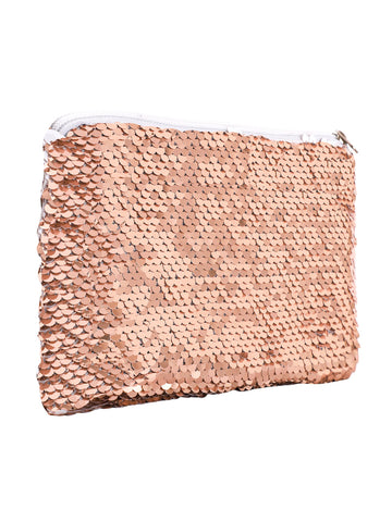 Sequin Cosmetic Pouch - Rose Gold
