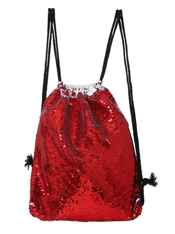 Sequin Drawstring Bag - Red