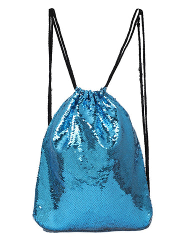 Sequin Drawstring Bag - Luna Blue