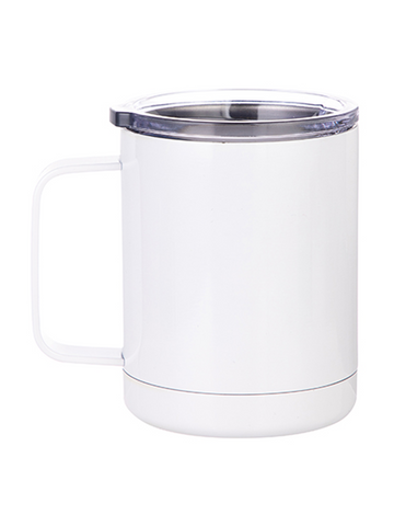 Stainless Steel Mug with handle - White